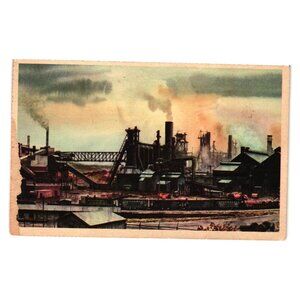 Vintage Pittsburgh Lake Erie Railroad Postcard Industrial Scene New York Central